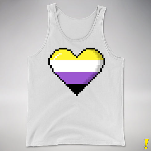 Nonbinary Pride Pixel Heart Premium Tank Top - White